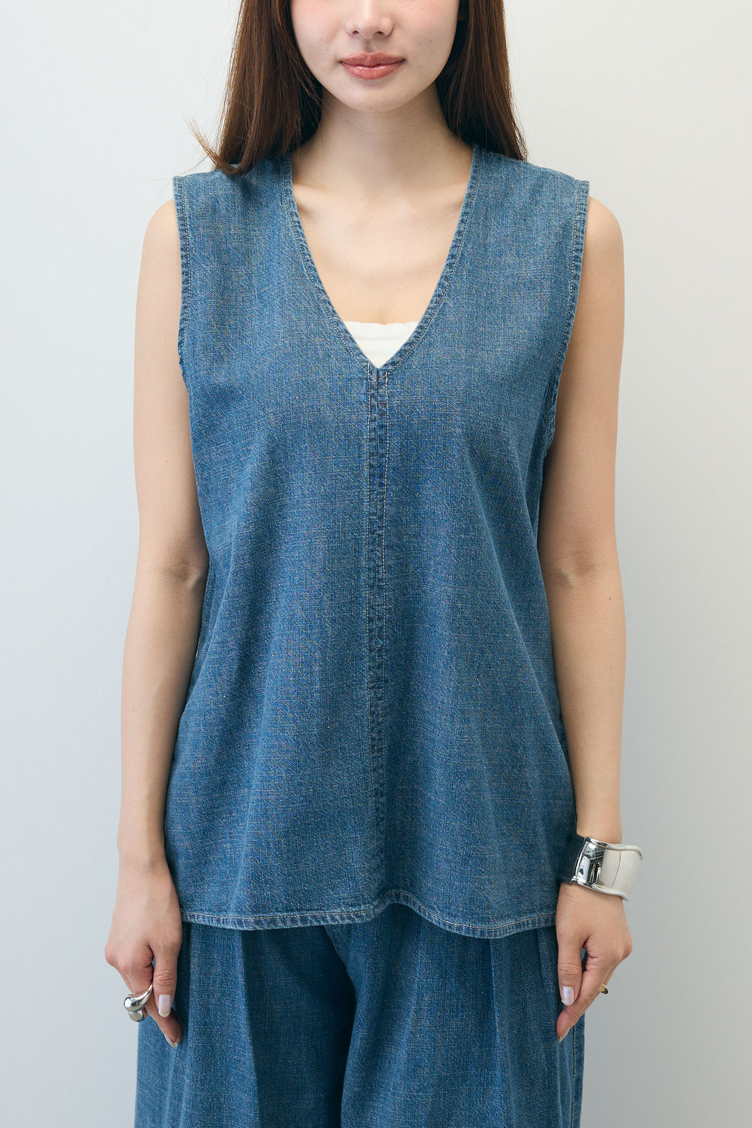 [予約]Vネックデニムセットアップ