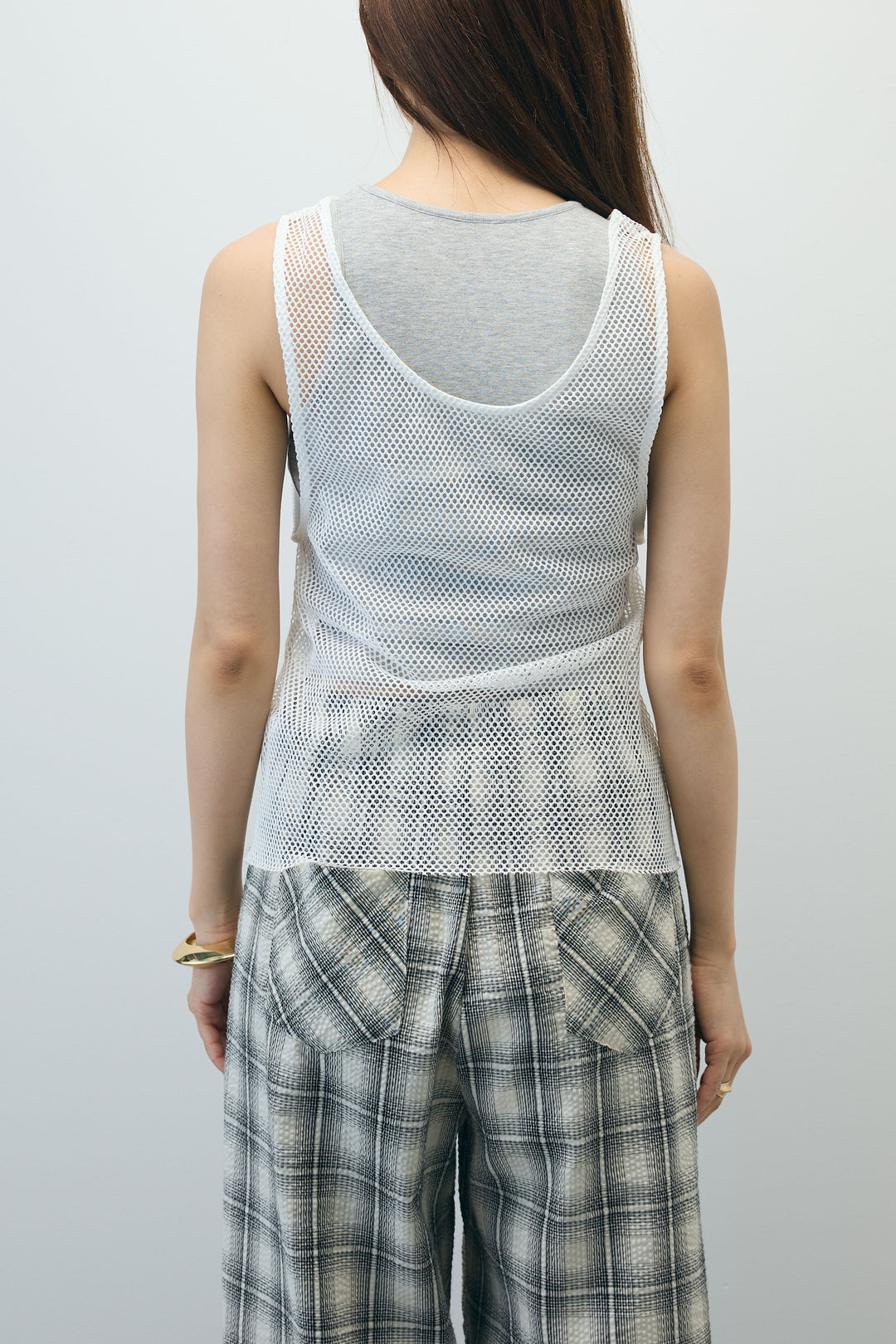 [予約/SET]メッシュタンクトップセット+チェックワイドパンツ(2set)