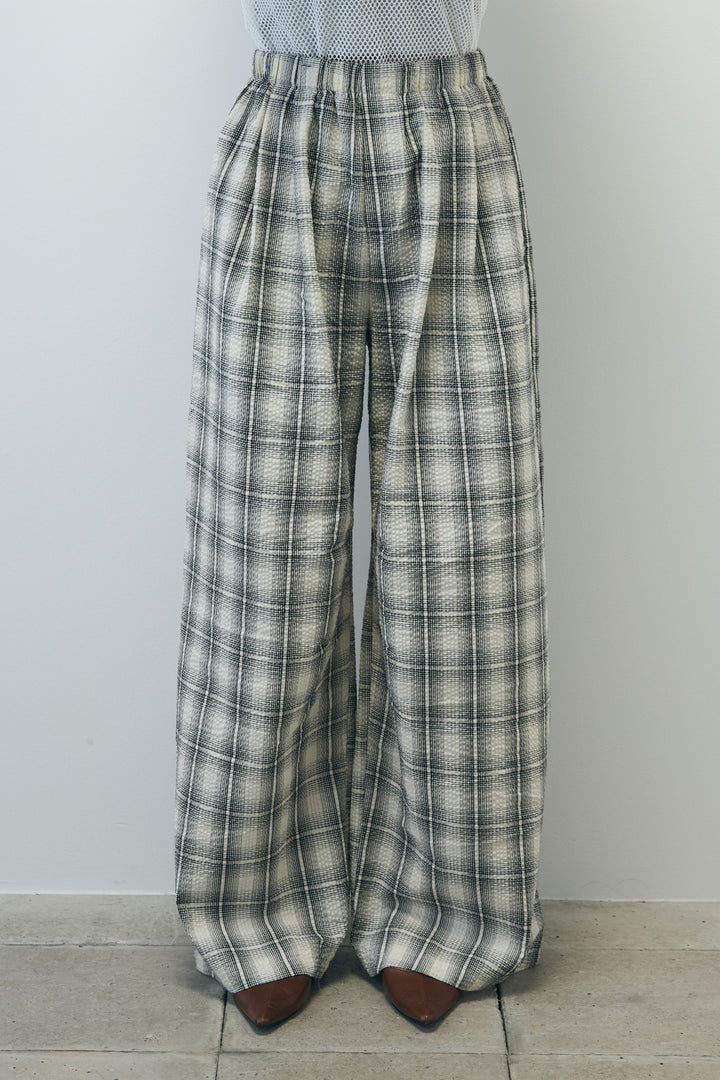 [予約/SET]ビスチェ見えノースリーブニット+チェックワイドパンツ(2set)