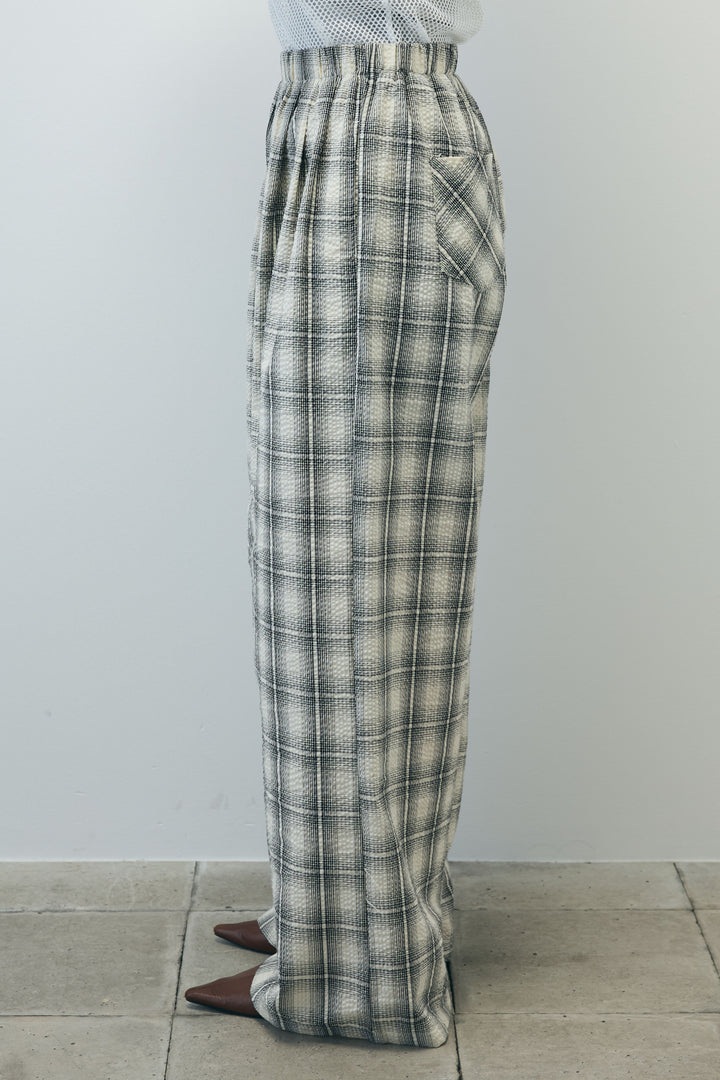 [予約/SET]デニムジレ+カップ付きホルターネックタンク+チェックワイドパンツ(3set)