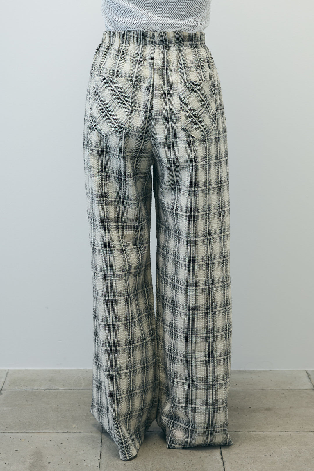 [予約/SET]デニムジレ+カップ付きホルターネックタンク+チェックワイドパンツ(3set)