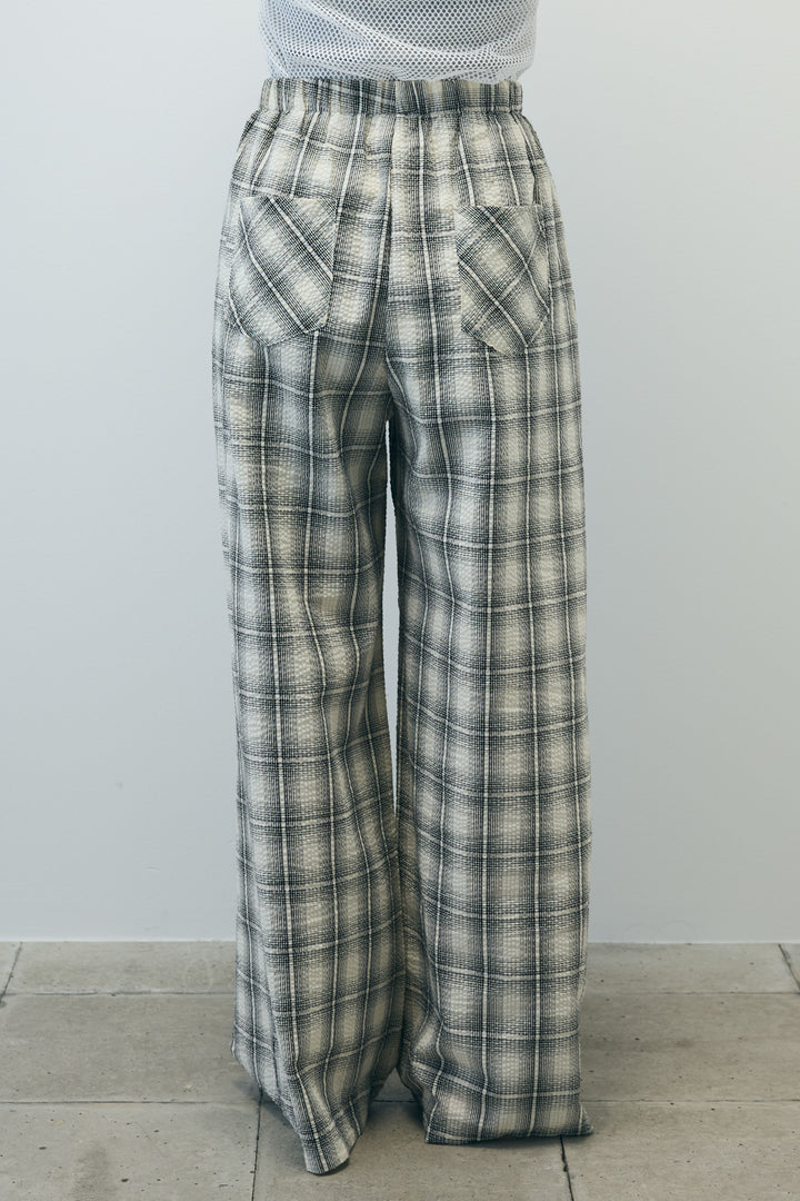 [予約/SET]デニムジレ+カップ付きホルターネックタンク+チェックワイドパンツ(3set)