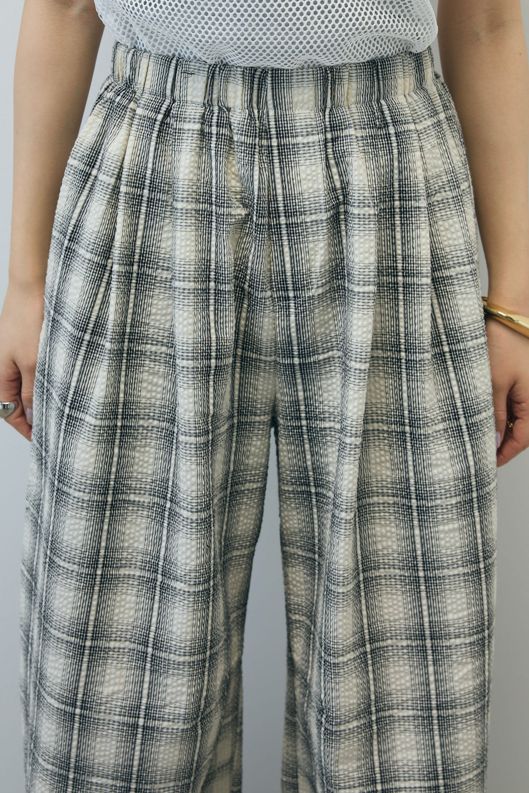 [予約/SET]メッシュタンクトップセット+チェックワイドパンツ(2set)