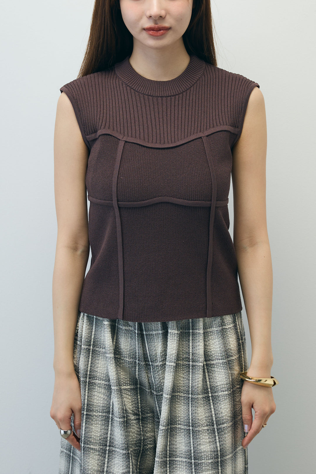 [予約]ビスチェ見えノースリーブニット