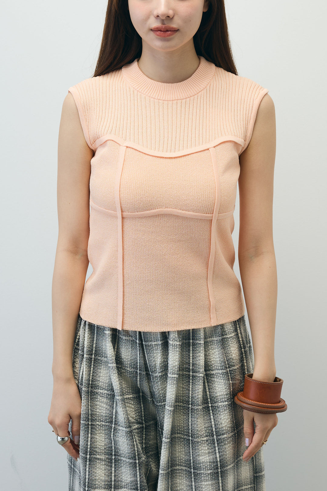 [予約]ビスチェ見えノースリーブニット