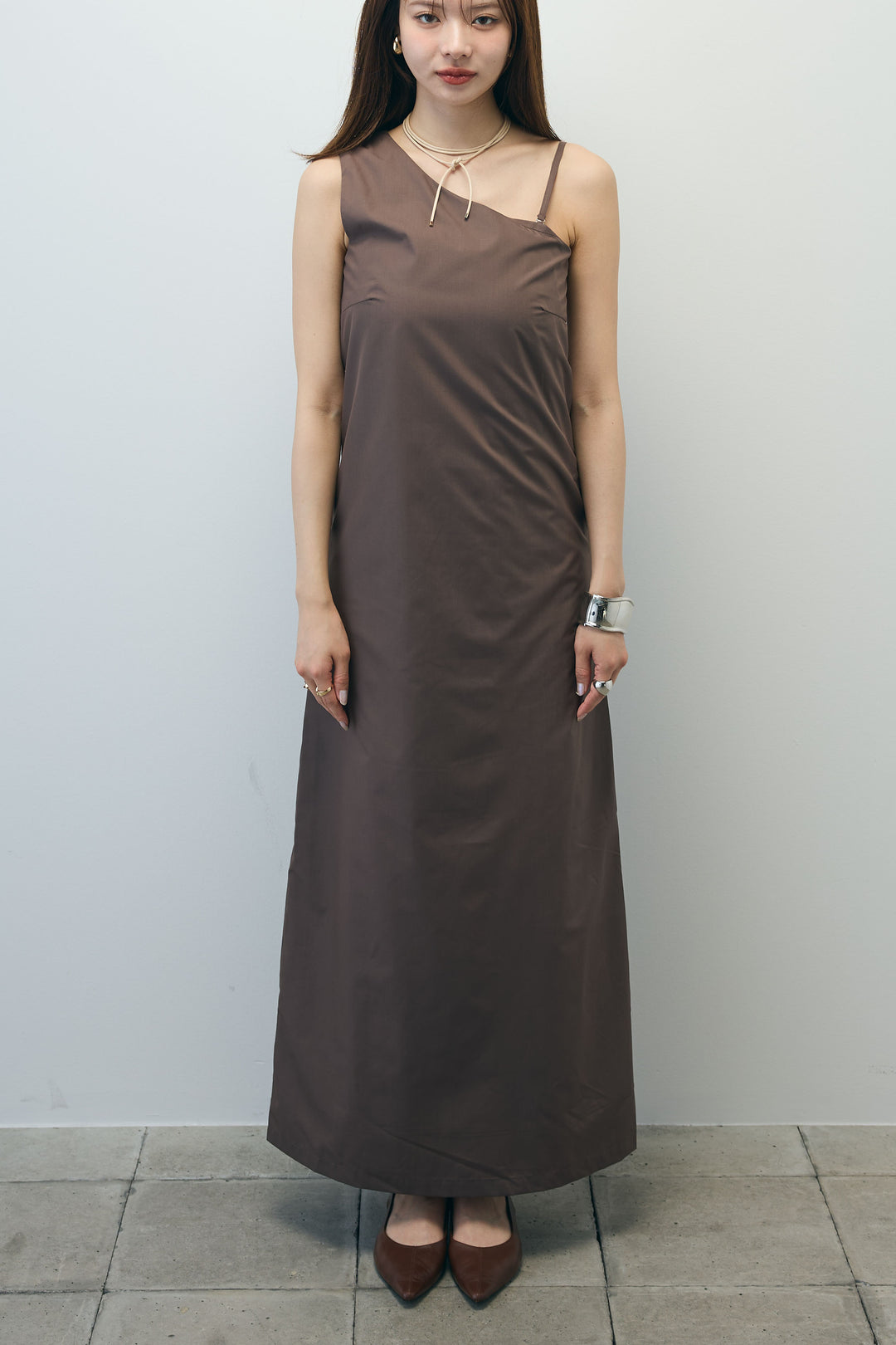 [予約]ワンショルダーロングワンピース