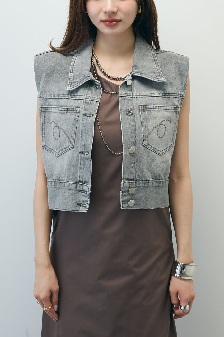 [予約/SET]コンパクトデニムジャケット+ワンショルダーロングワンピース(2set)