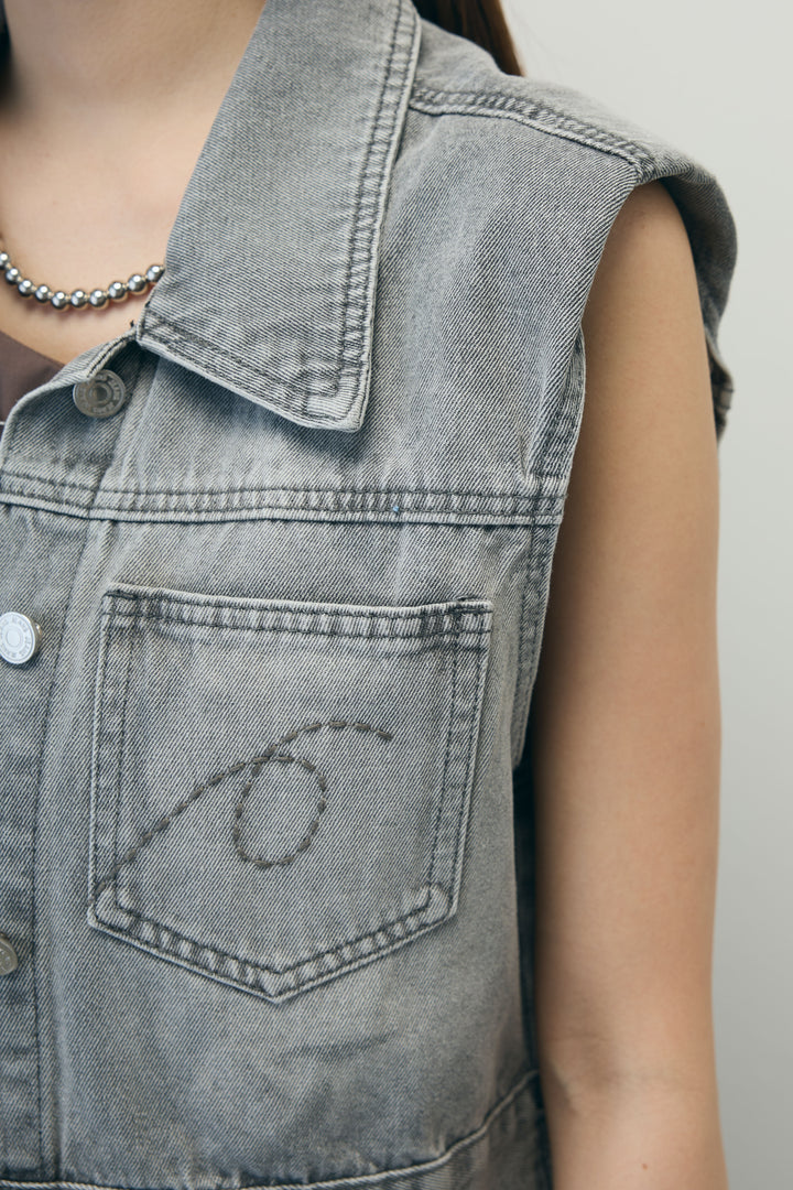 [予約/SET]コンパクトデニムジャケット+ワンショルダーロングワンピース(2set)