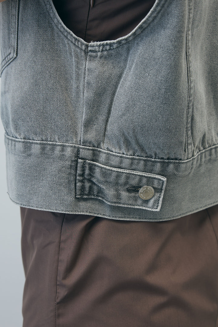 [予約/SET]コンパクトデニムジャケット+ワンショルダーロングワンピース(2set)