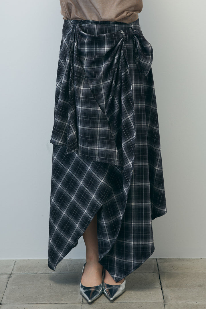 [予約/SET]シアーノースリーブニット+カップ付きホルターネックタンク+アシンメトリースカート(3set)