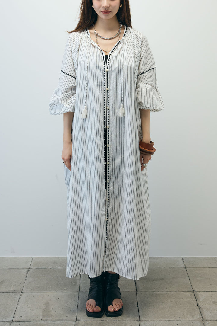 [予約/SET]ストライプ刺繍ワンピース+ツイルタックハーフパンツ(2set)