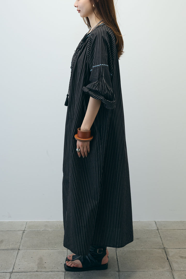 [予約/SET]ストライプ刺繍ワンピース+ツイルタックハーフパンツ(2set)