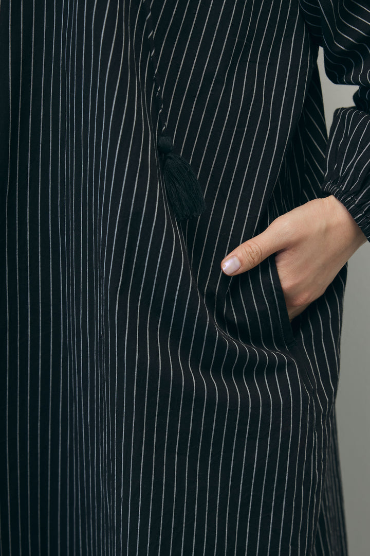 [予約/SET]ストライプ刺繍ワンピース+ツイルタックハーフパンツ(2set)