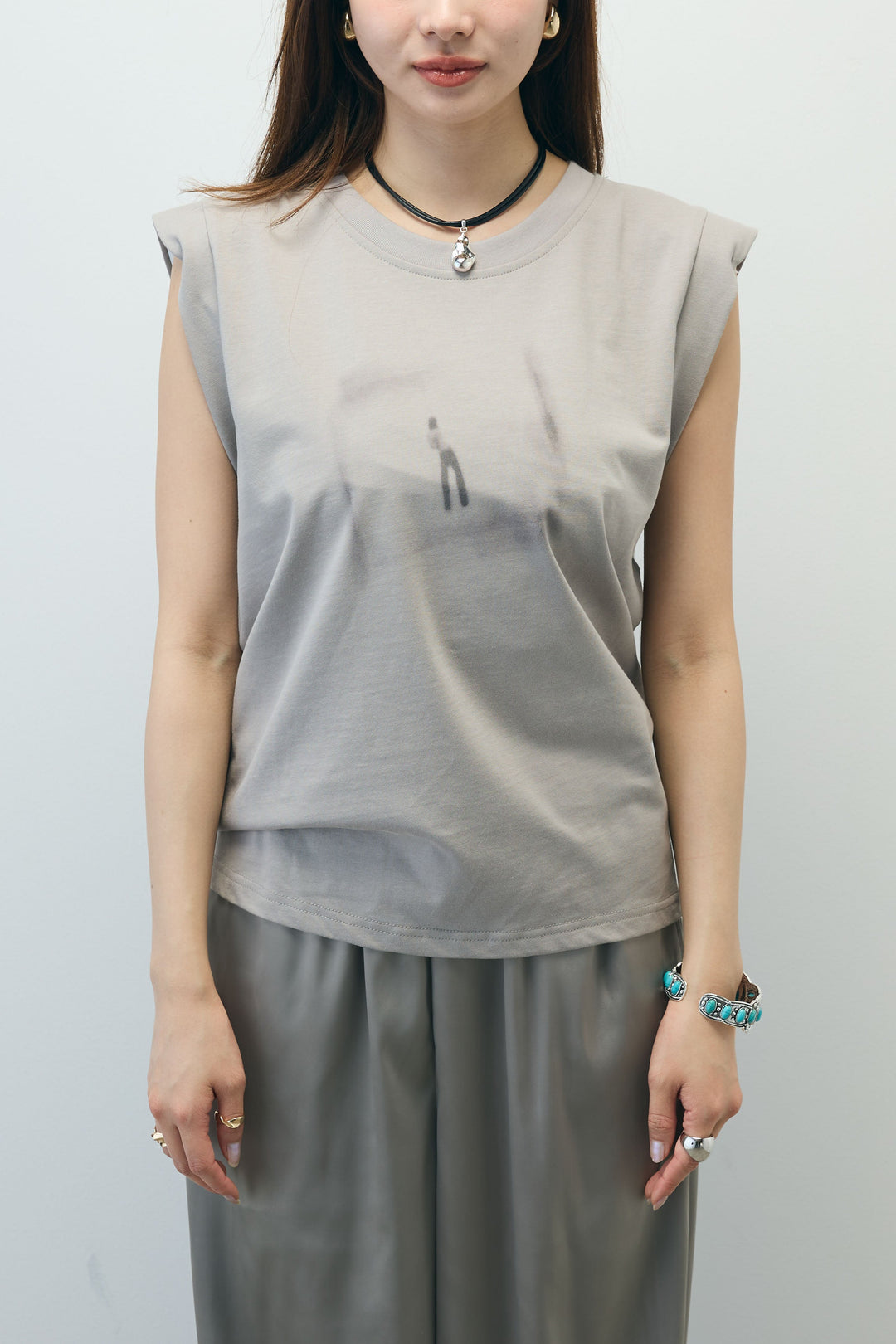 [予約/SET]バックオープンフォトT+サイドラインサテンパンツ+デニムライクシャツ(3set)