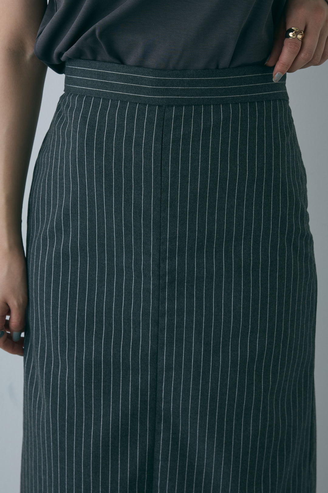 [予約/SET]オーガンジー重ねフレンチスリーブPO+ストライプストレートスカート(2set)