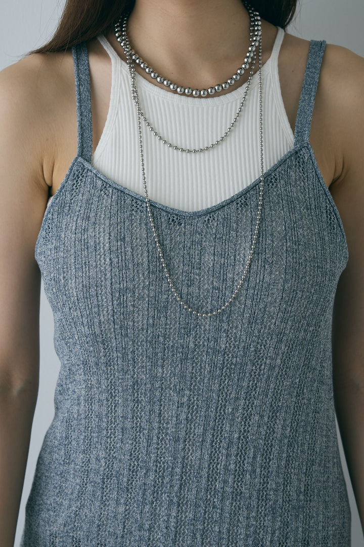 [予約/SET]スタンドネックサテンベスト+すかし編みキャミOP(2set)