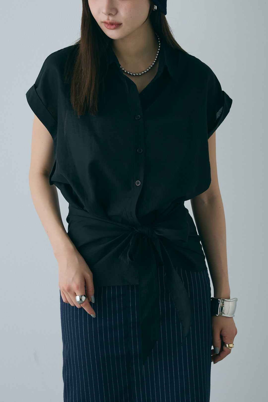 [予約]フロント巻きノースリーブシャツ