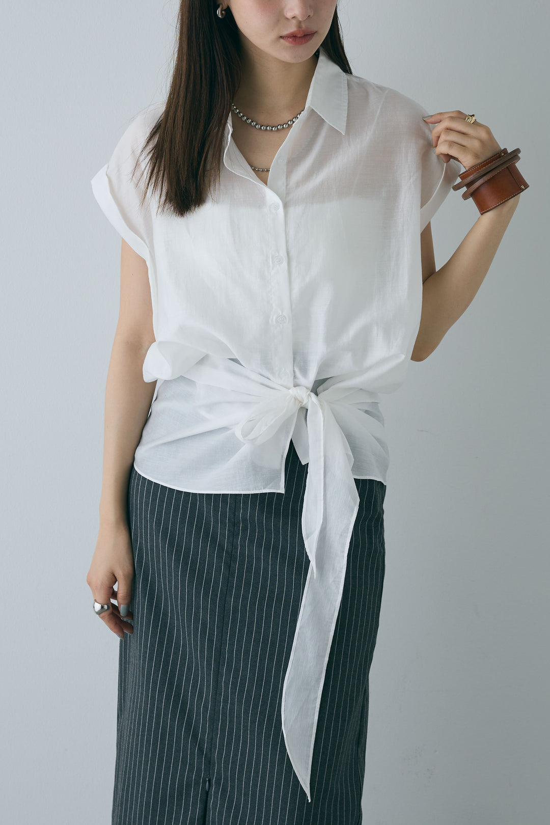 [予約]フロント巻きノースリーブシャツ