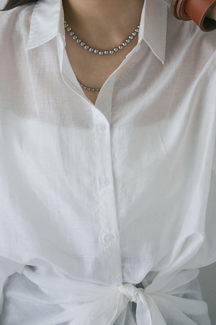 [予約/SET]フロント巻きノースリーブシャツ+ストライプストレートスカート(2set)