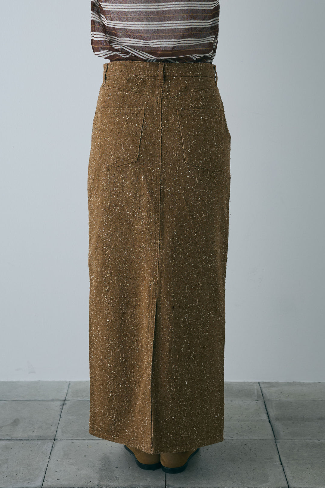 [予約/SET]リブロゴタンク+スカーフ風バックリボンキャミソール+ネップツイルストレートスカート(3set)