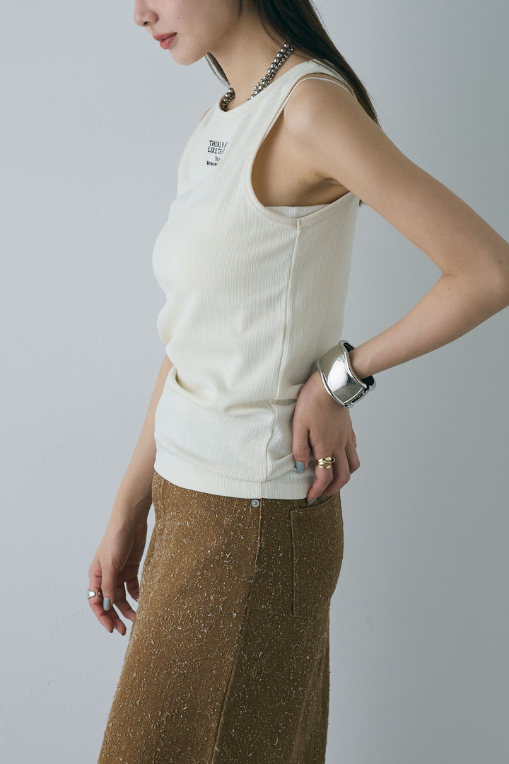 [予約/SET]リブロゴタンク+スカーフ風バックリボンキャミソール(2set)