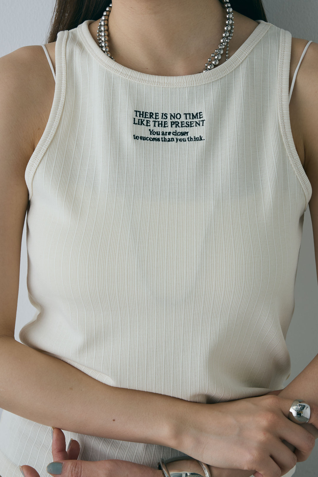 [予約/SET]リブロゴタンク+スカーフ風バックリボンキャミソール(2set)