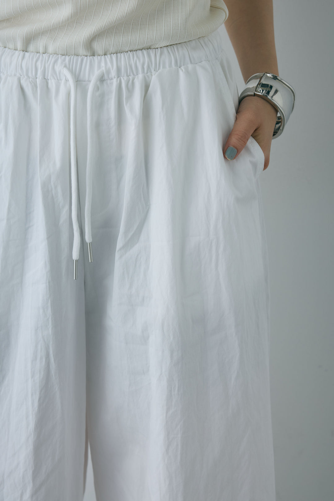 [予約/SET]リネンベスト+ストレッチレースタンク+裾ボタン絞りパンツ(3set)