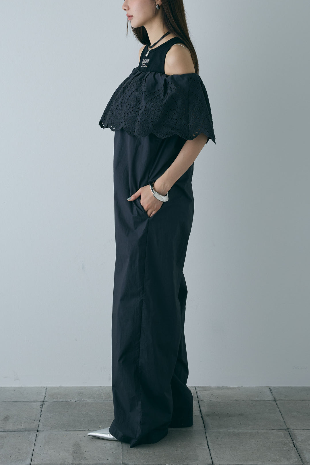 [予約/SET]リブロゴタンク+オフショルレースコンビネゾン(2set)