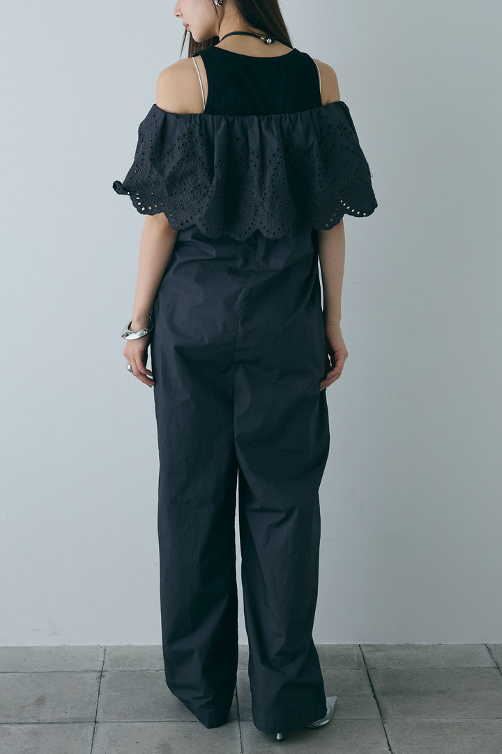 [予約/SET]リブロゴタンク+オフショルレースコンビネゾン(2set)