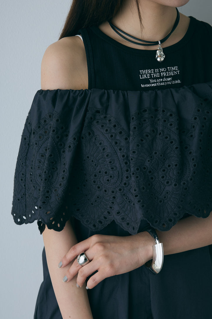 [予約/SET]リブロゴタンク+オフショルレースコンビネゾン(2set)