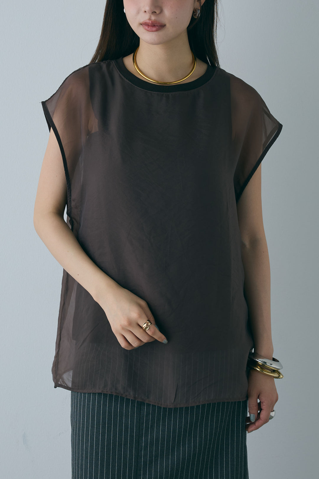 [予約]オーガンジー重ねフレンチスリーブPO