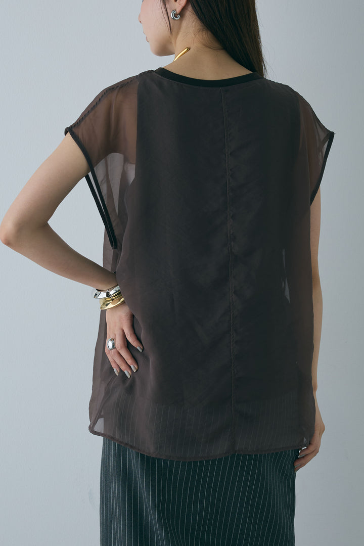 [予約]オーガンジー重ねフレンチスリーブPO