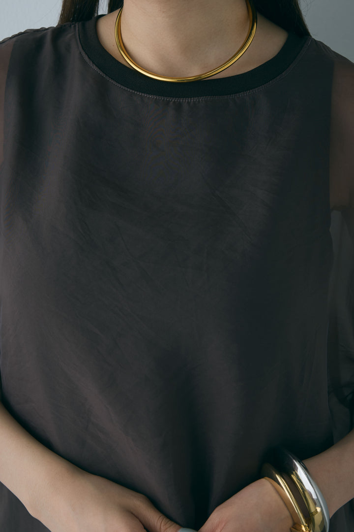 [予約/SET]オーガンジー重ねフレンチスリーブPO+ストライプストレートスカート(2set)