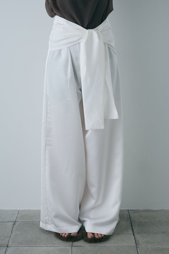 [予約]ウエストラップサテンワイドパンツ