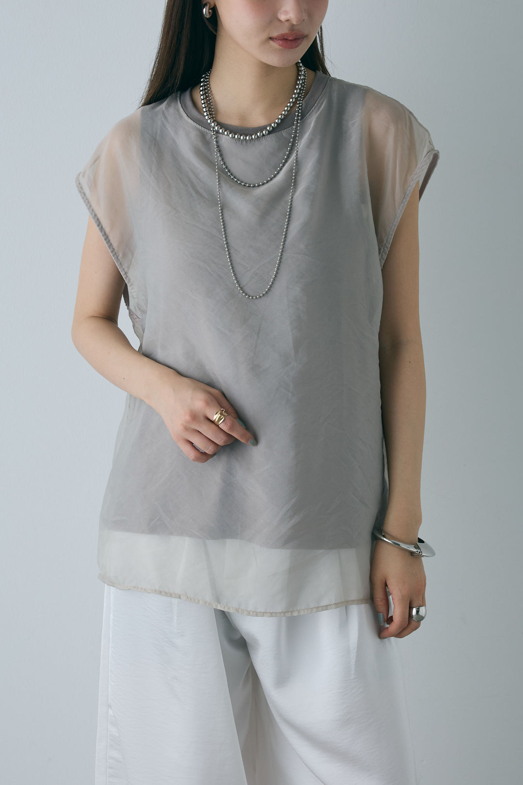 [予約]オーガンジー重ねフレンチスリーブPO