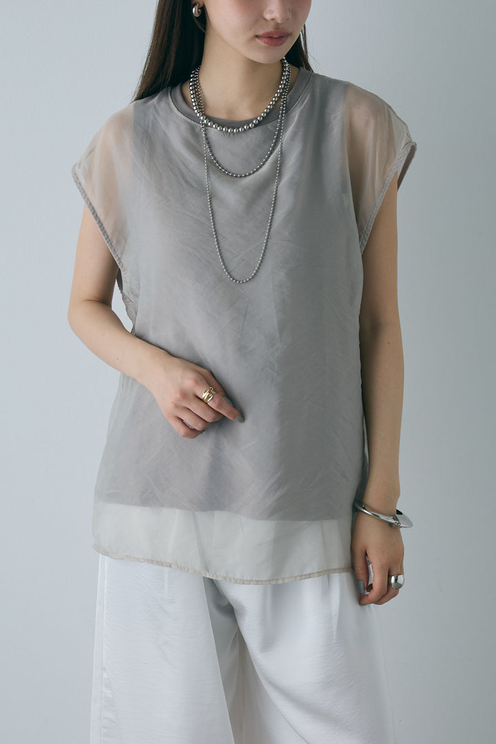 [予約]オーガンジー重ねフレンチスリーブPO