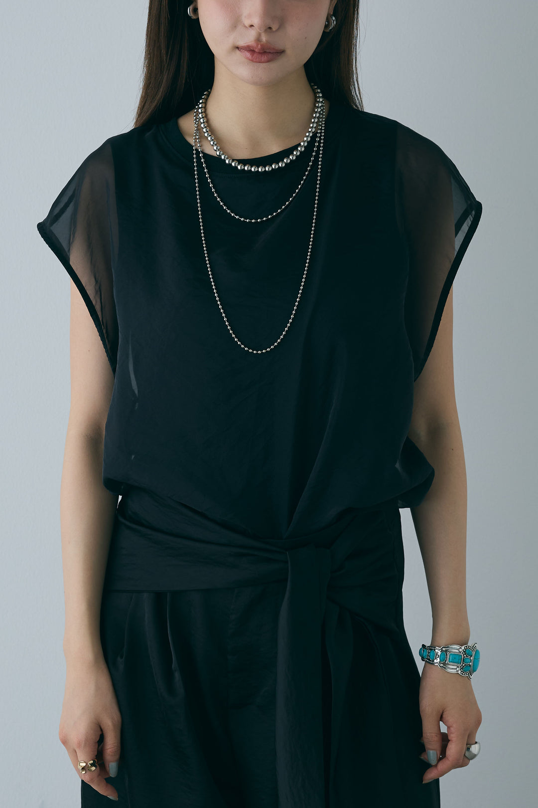 [予約]オーガンジー重ねフレンチスリーブPO