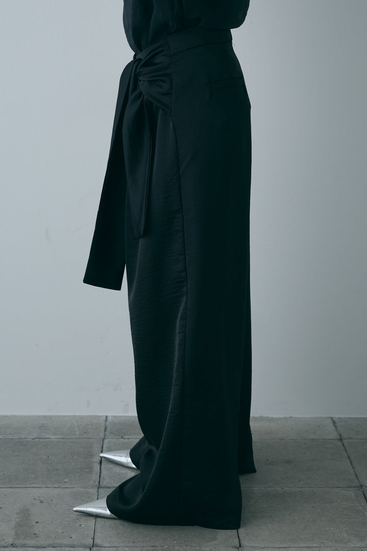 [予約]ウエストラップサテンワイドパンツ