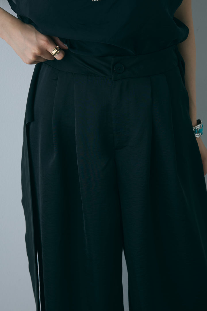 [予約/SET]オーガンジー重ねフレンチスリーブPO+ウエストラップサテンワイドパンツ(2set)