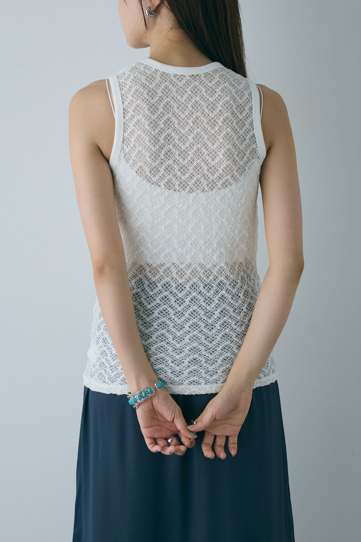 [予約/SET]リネンベスト+ストレッチレースタンク+裾ボタン絞りパンツ(3set)