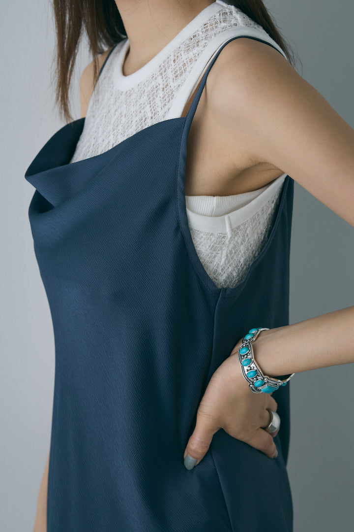 [予約/SET]ドレープサテンキャミソール×ロングスカートセットアップ+ストレッチレースタンク(2set)