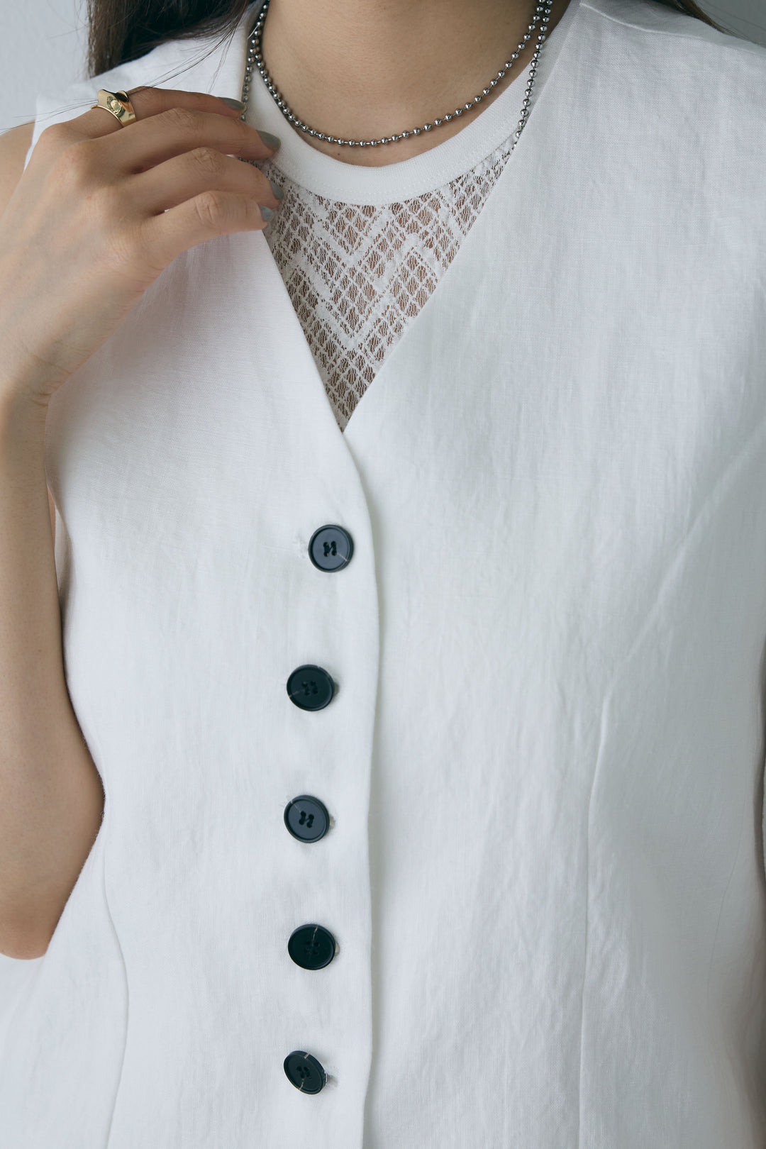 [予約/SET]リネンベスト+裾ボタン絞りパンツ(2set)