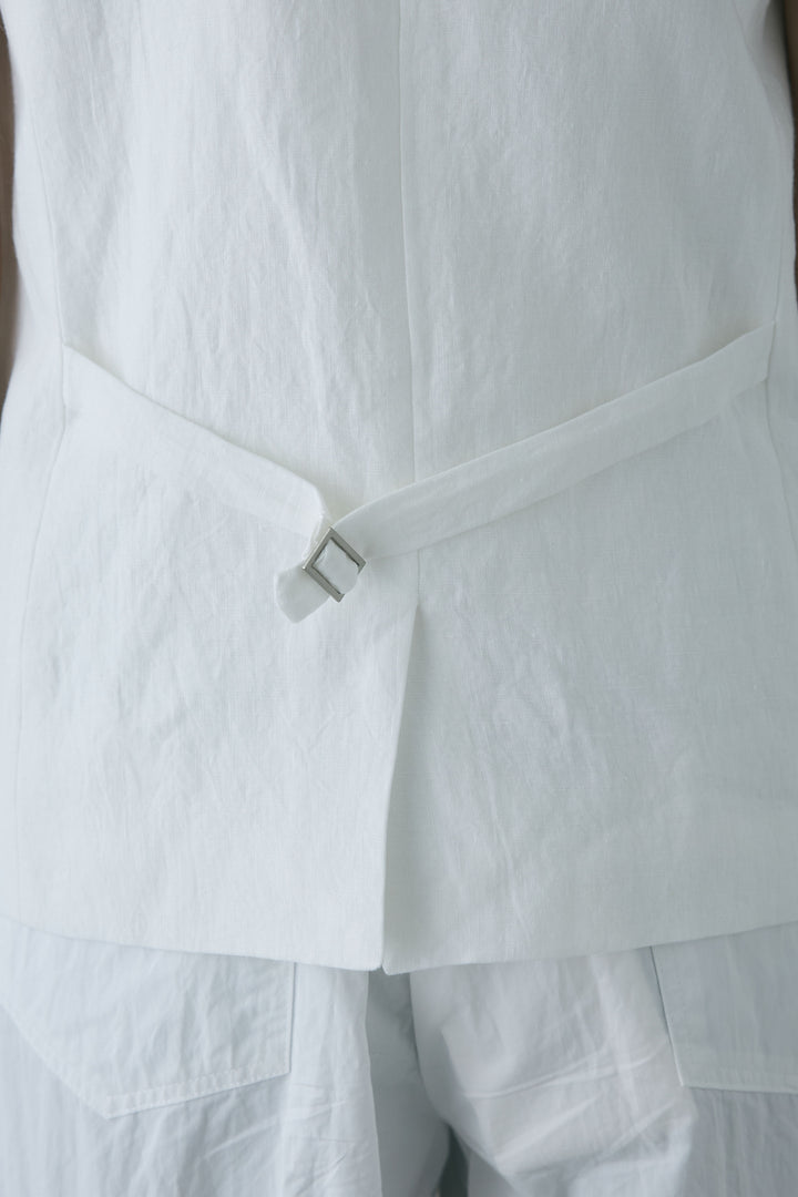 [予約/SET]リネンベスト+裾ボタン絞りパンツ(2set)