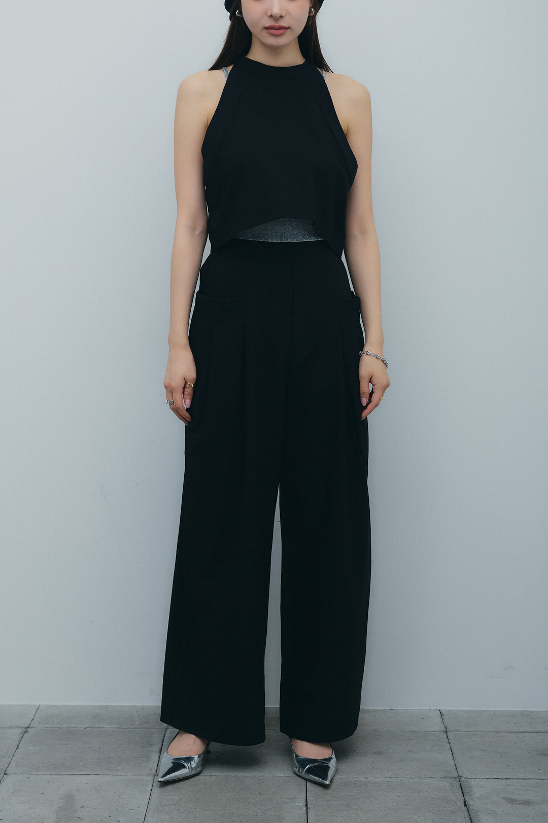 [予約/SET]ホルタービスチェセットアップ+ラメバッククロスキャミソール(2set)