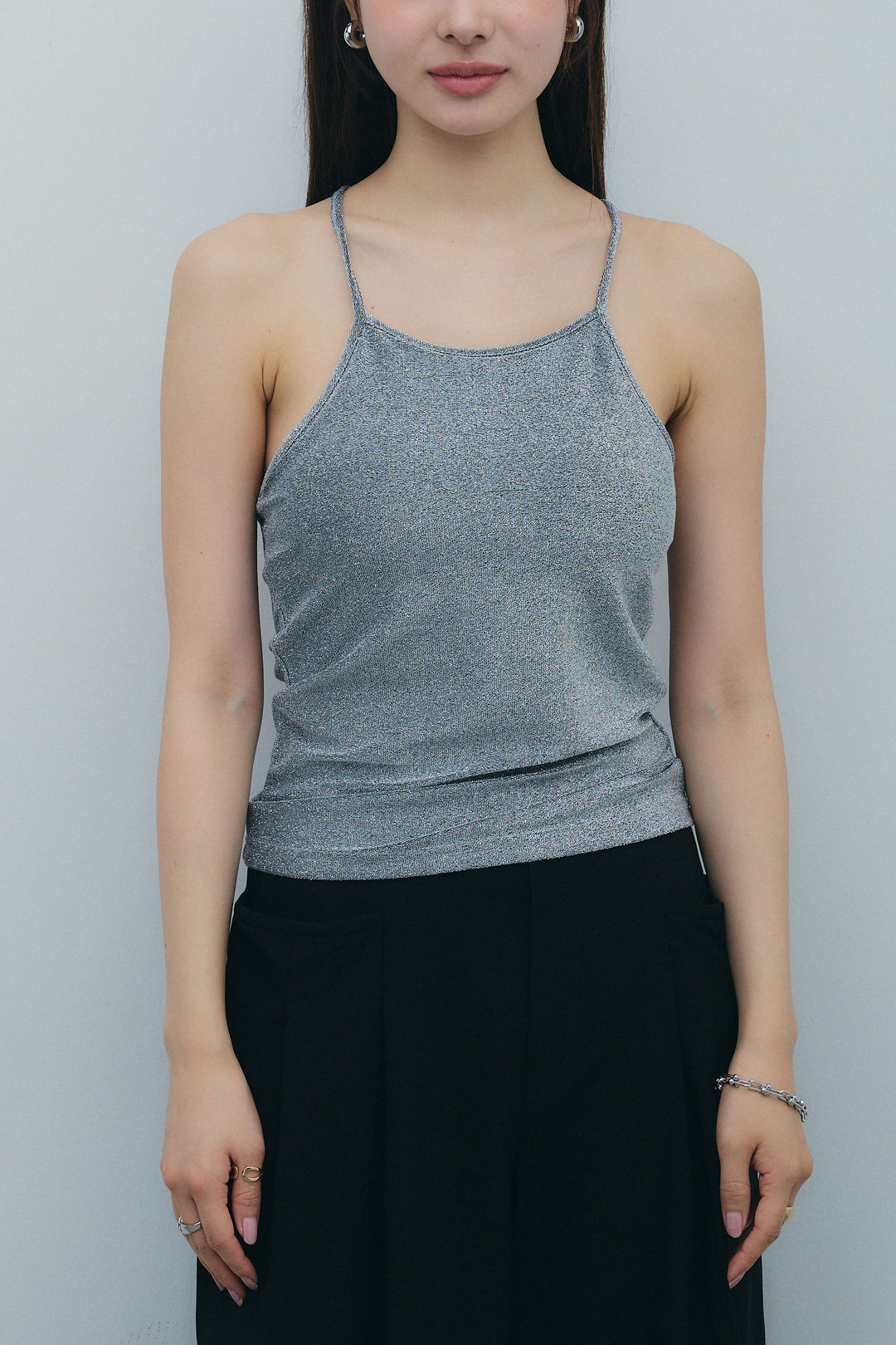 [予約/SET]ホルタービスチェセットアップ+ラメバッククロスキャミソール(2set)