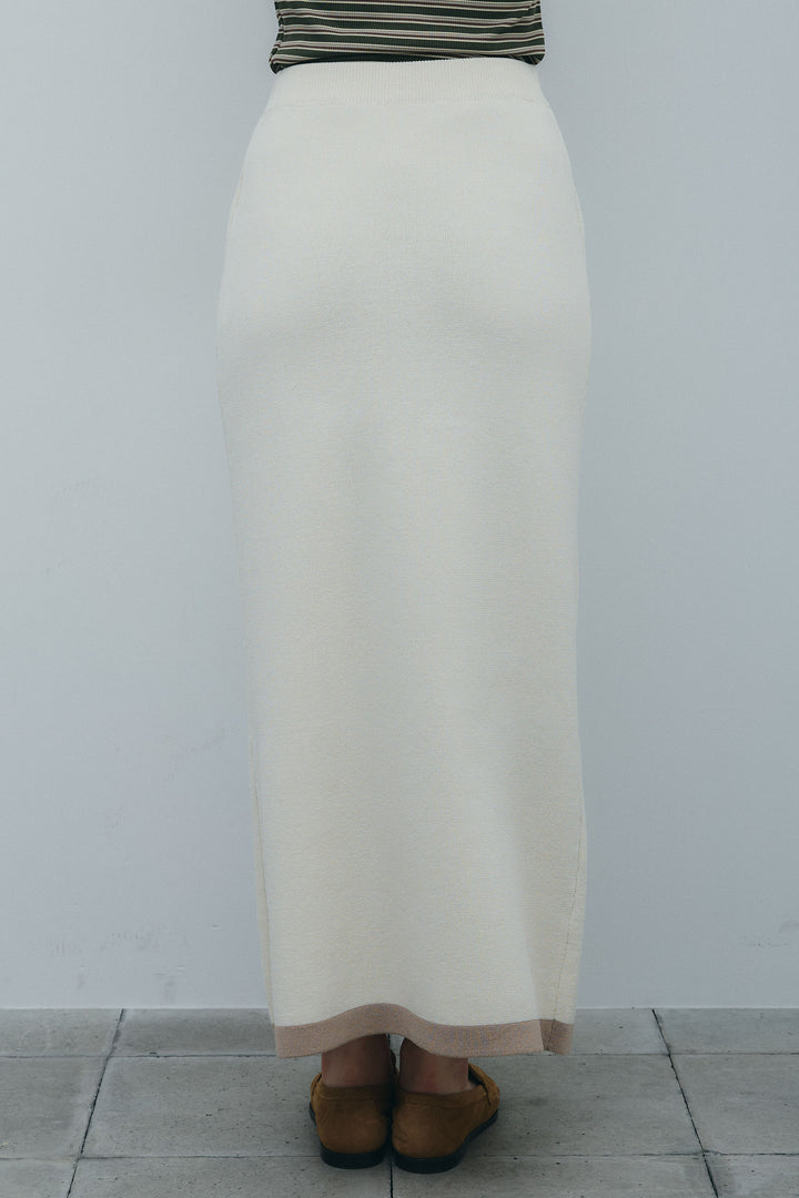 [予約/SET]レイヤード風ノースリーブブラウス+リネンタッチ配色ホックスカート(2set)