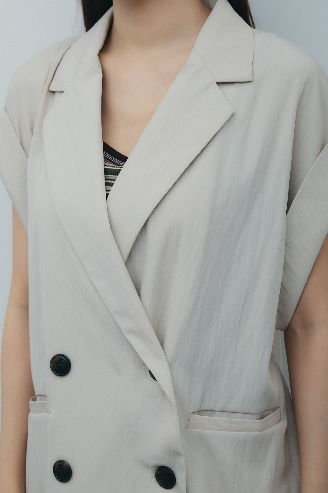 [予約/SET]リネンライクダブルジレ+リネンタッチ配色ホックスカート(2set)