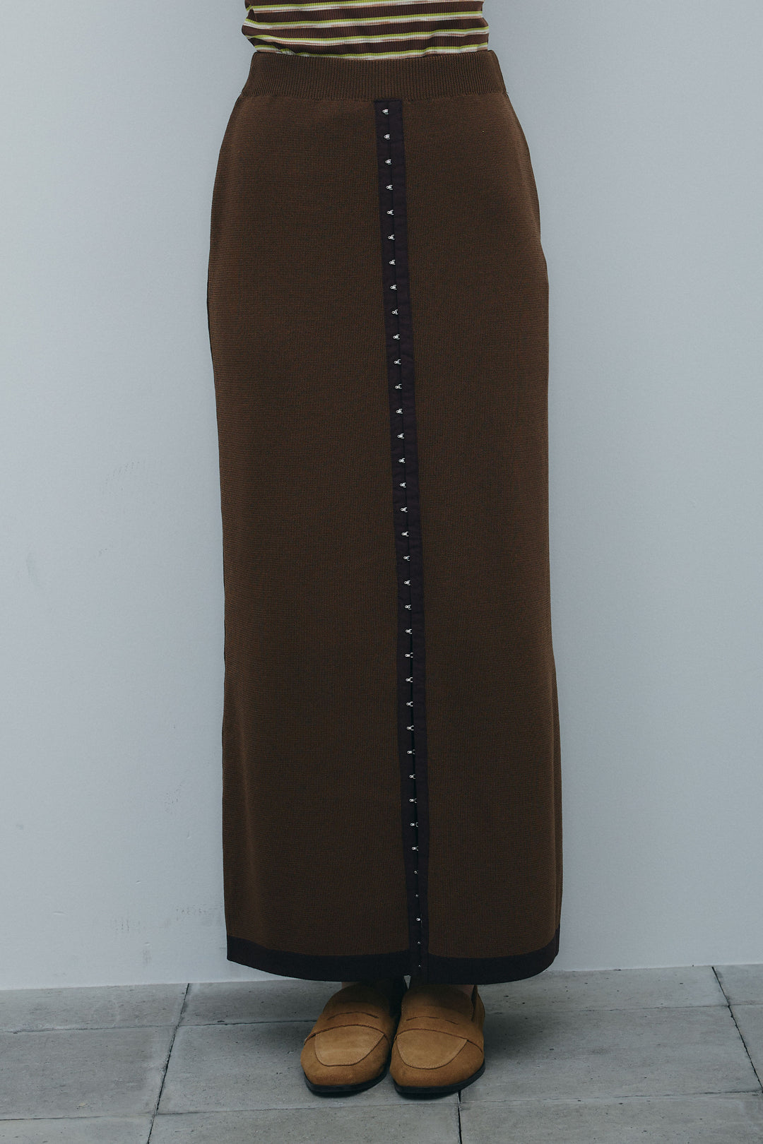 [予約]リネンタッチ配色ホックスカート