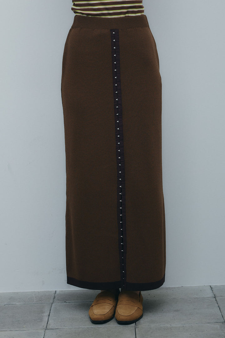 [予約]リネンタッチ配色ホックスカート