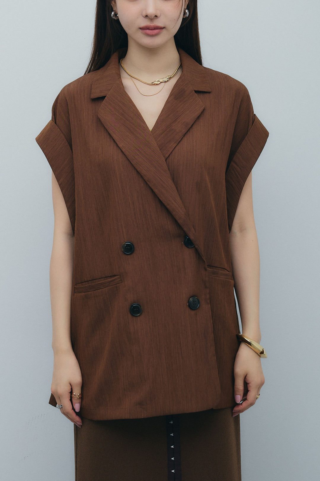 [予約]リネンライクダブルジレ